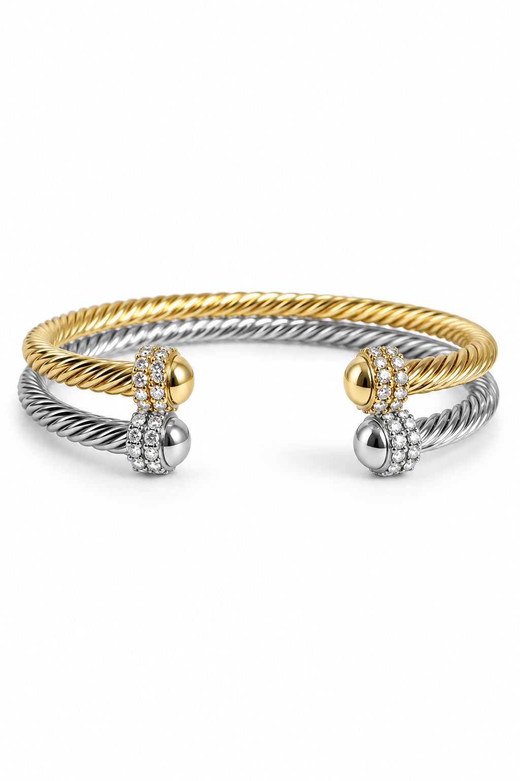 Gold, Silver Dome Crystals Bangle - view 4