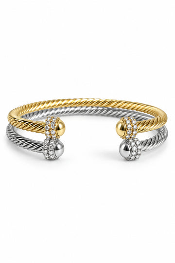 Gold, Silver Dome Crystals Bangle - view 4