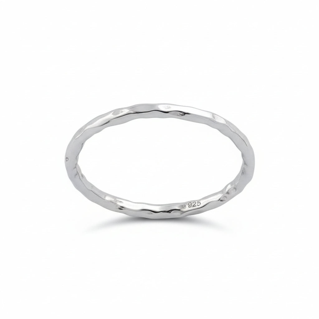 Sterling Silver Simple Hammered Band Ring