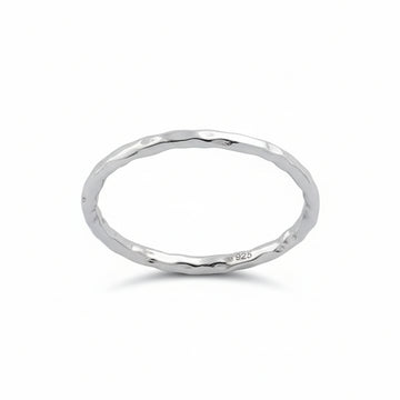 Sterling Silver Simple Hammered Band Ring