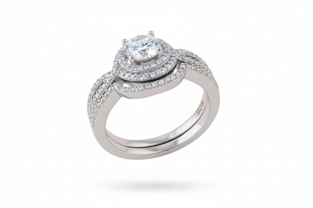 Sterling Silver Halo Engagement Ring