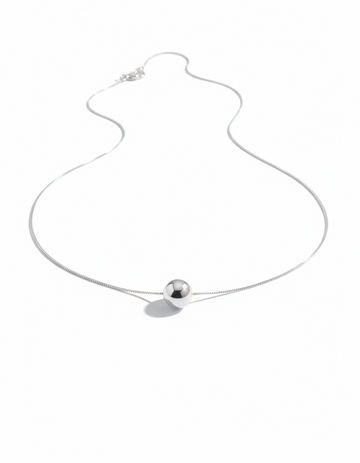 Sterling Silver 925 Solitaire Sphere Ball Chain Necklace