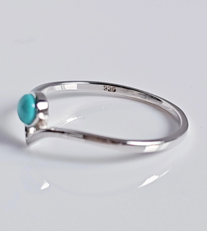 Sterling Silver Turquoise Chevron Ring - view 3