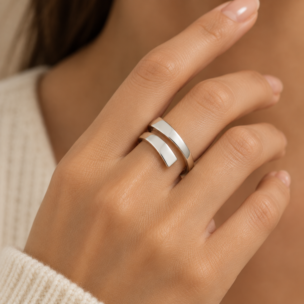 Sterling Silver Bold Bar Geometric Ring - view 3