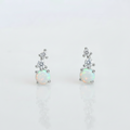 Sterling Silver Dainty White Opal, Larimar, Moonstone Stud Earrings - view 3