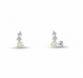 Sterling Silver Dainty White Opal, Larimar, Moonstone Stud Earrings - view 4