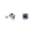 Amethyst Halo Large Sterling Silver Earrings