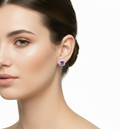 Amethyst Halo Large Sterling Silver Earrings - view 2