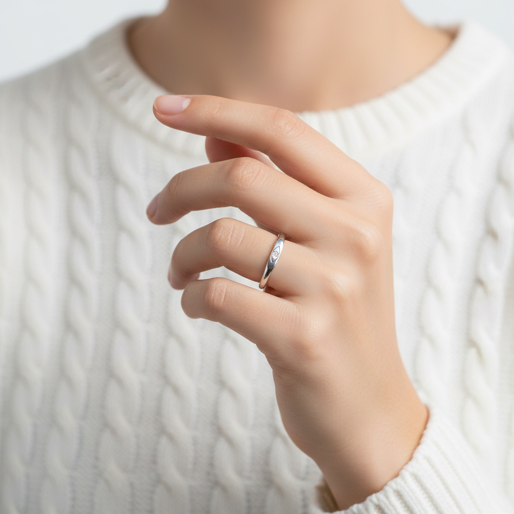 Dainty Eye Sterling Silver Ring - view 3