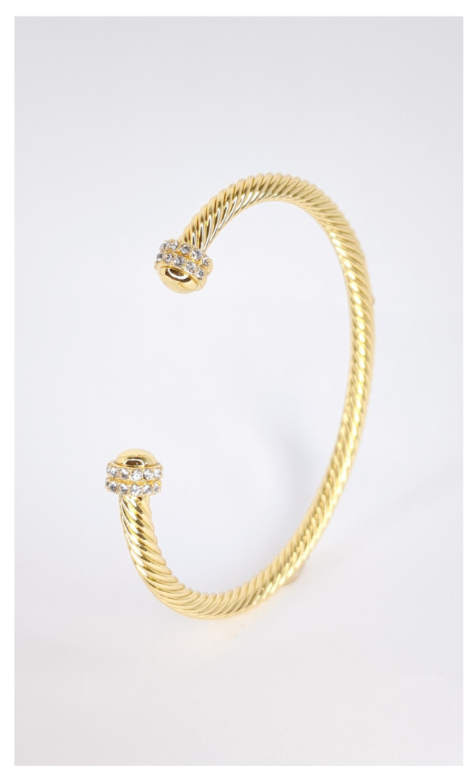 Gold, Silver Dome Crystals Bangle - view 9
