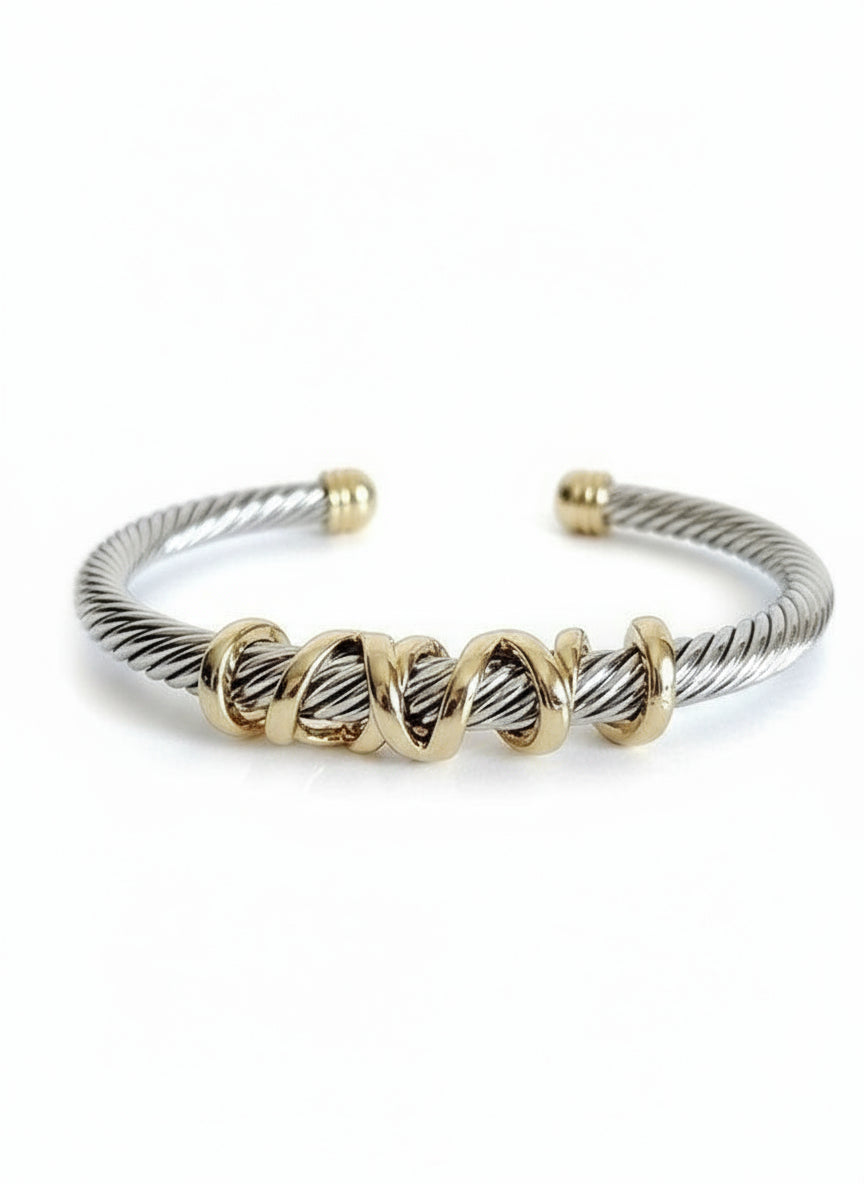 Silver Wrap around Design Cable Bracelet