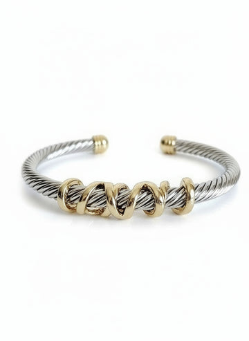 Silver Wrap around Design Cable Bracelet