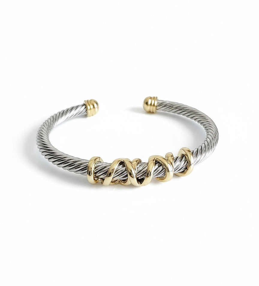 Silver Wrap around Design Cable Bracelet - view 3