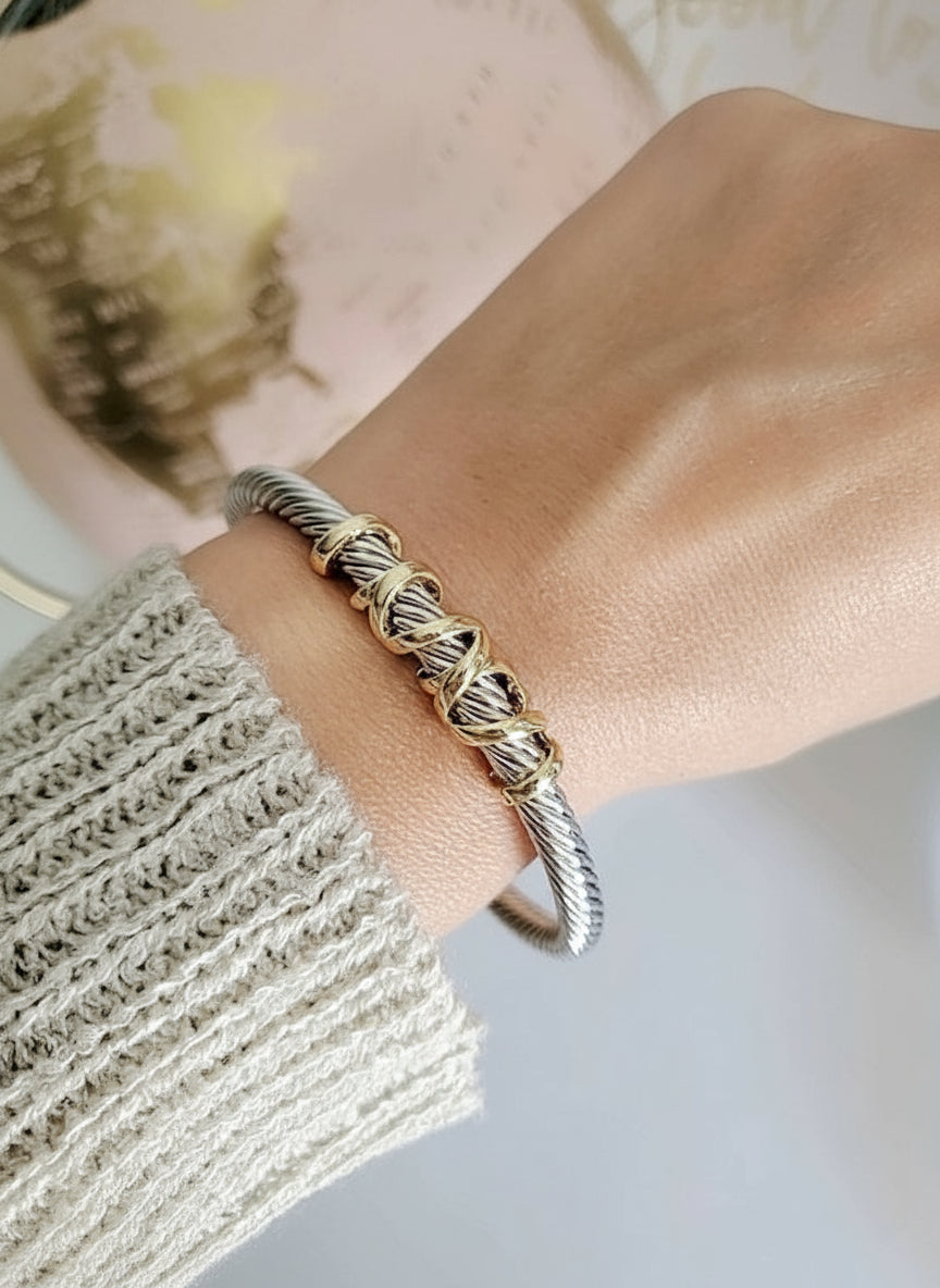 Silver Wrap around Design Cable Bracelet - view 2