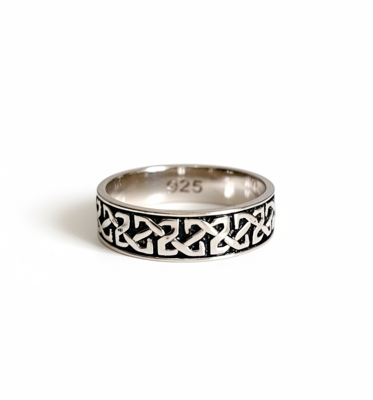 Sterling Silver 925 Celtic Oxidized Unisex Band Ring