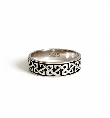Sterling Silver 925 Celtic Oxidized Unisex Band Ring