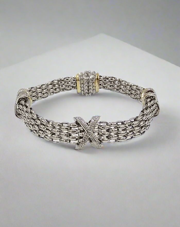 Silver Cable X Bracelet - view 6
