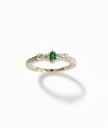 Sterling Silver Emerald Dainty Ring