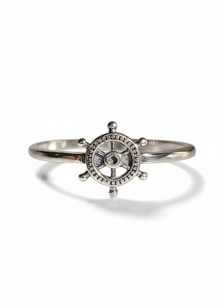 Sterling Silver Dainty Helm Nautical Ring