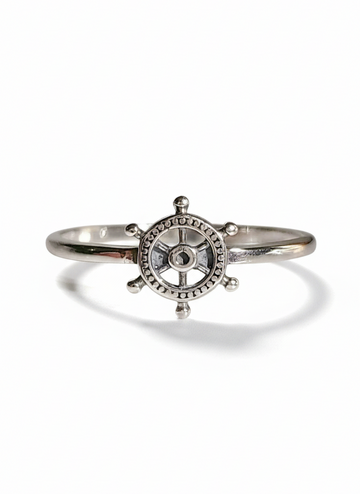 Sterling Silver Dainty Helm Nautical Ring