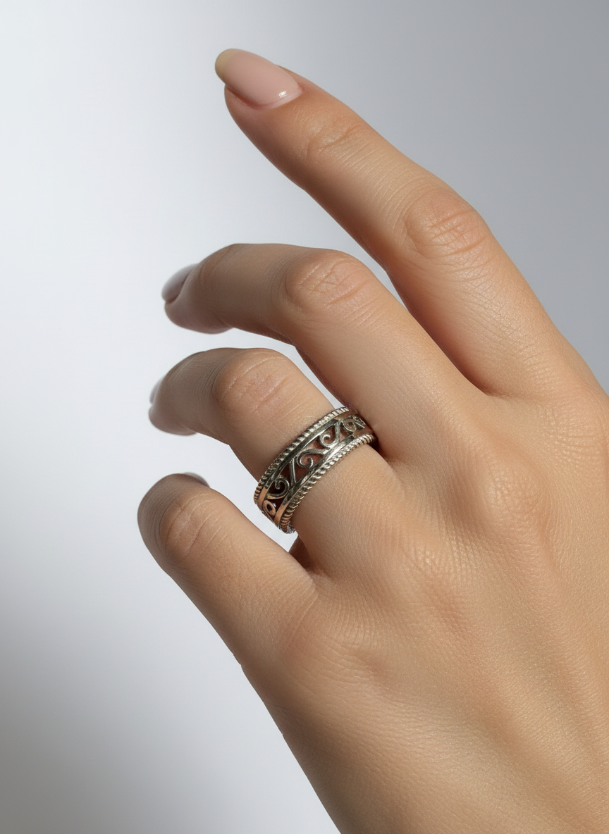Sterling Silver 925 Swirl Ring - view 2