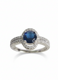 Sterling Silver Halo Sapphire Ring
