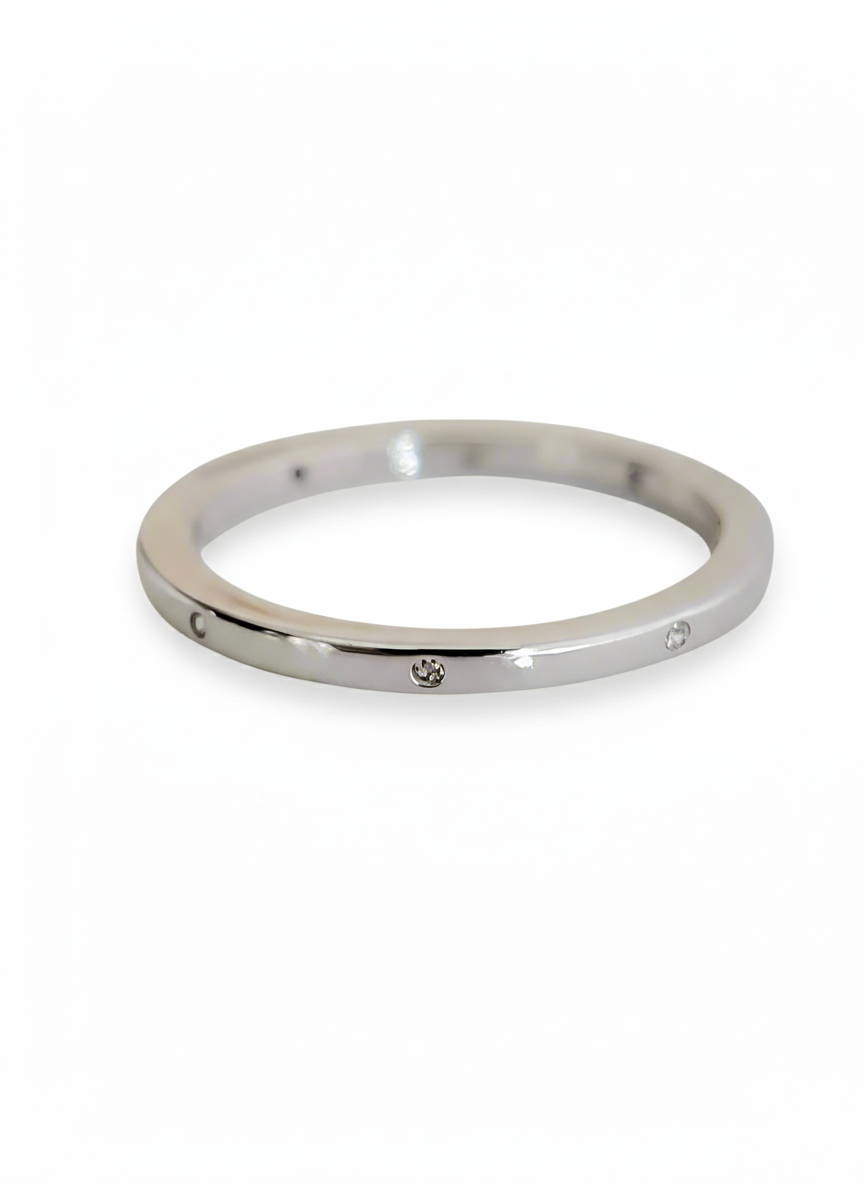 Sterling Silver 925 Elegant Thin Band Cz Ring - view 7