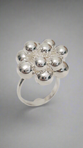 Sterling Silver 925 Dangling Spheres Statement Bold Ring - view 6