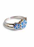 Sterling Silver Plumeria Hawaiian Blue Opal Ring - view 3
