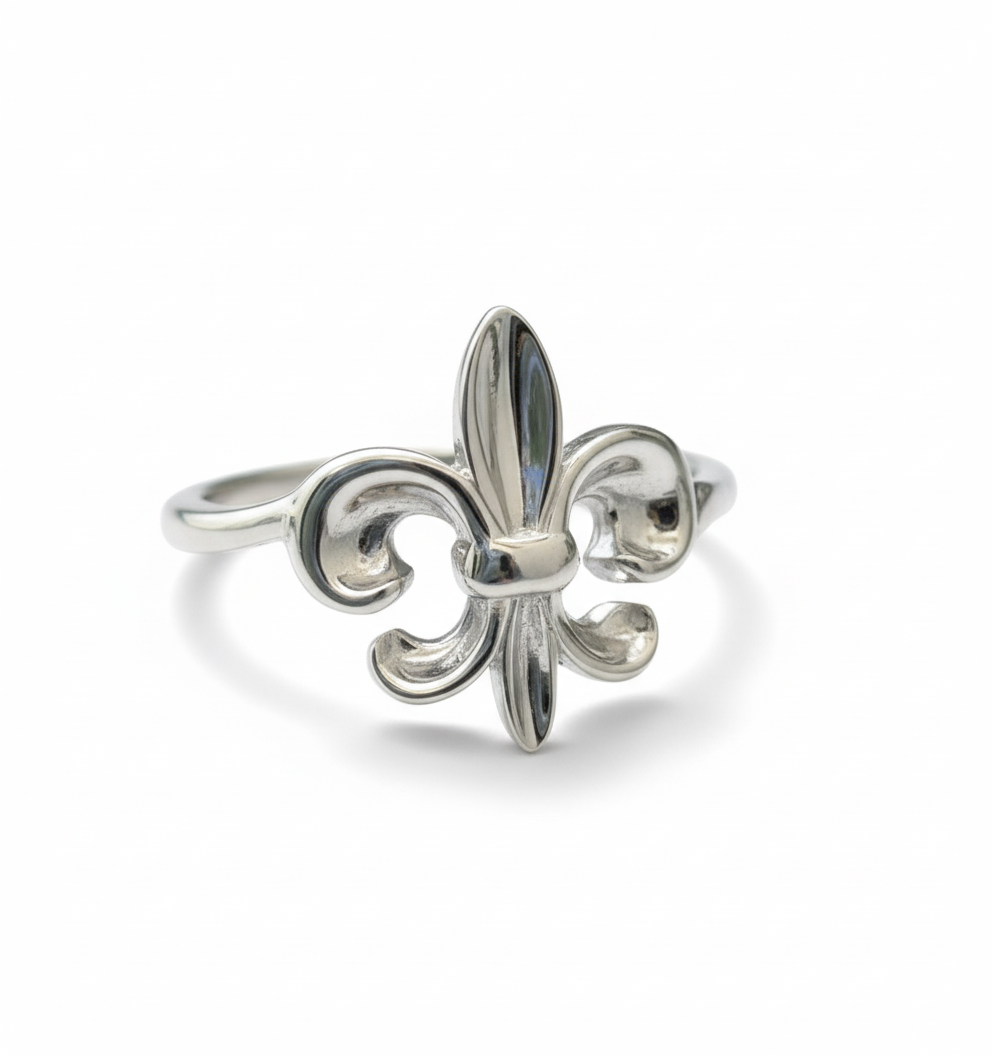 Fleur De Lis Sterling Silver Band Ring