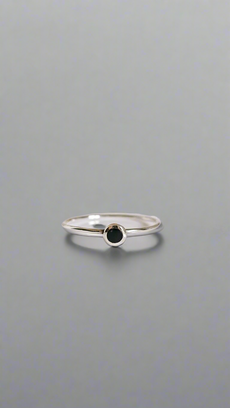Dainty Black Onyx Sterling Silver Ring - view 9