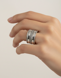 Sterling Silver Chunky Wide Concave Bali Ring - view 2