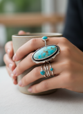 Sterling Silver Natural Turquoise Ring size 12 - view 2