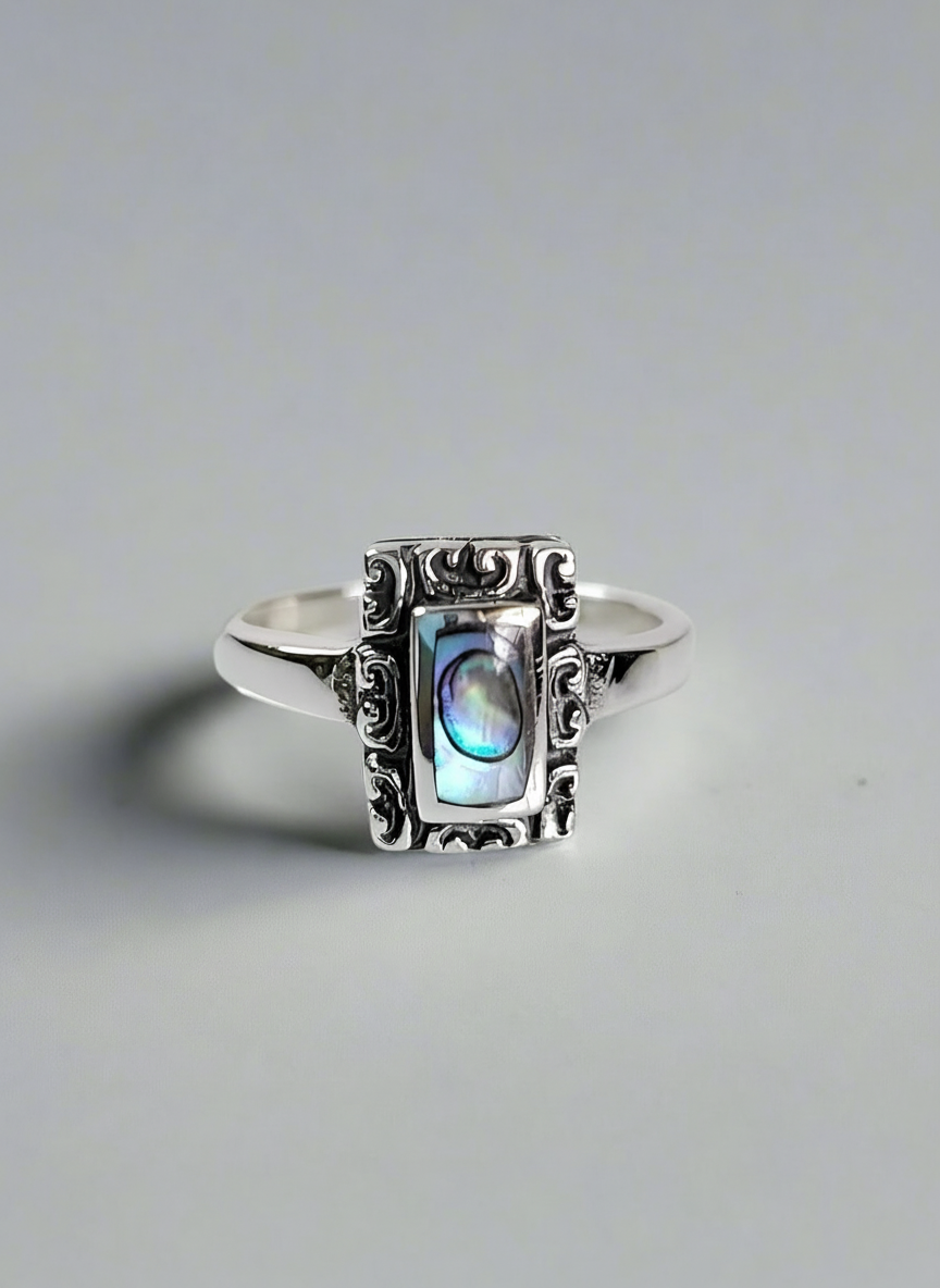 Sterling Silver Bali Abalone Ring - view 5