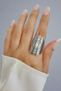 Sterling Silver 925 Chunky Bohemian Shield Ring - view 11
