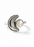 Sterling Silver Crescent Moonstone Moon Ring - view 5