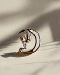 Sterling Silver Opal Angel Sitting on the Moon Stud Earrings - view 5