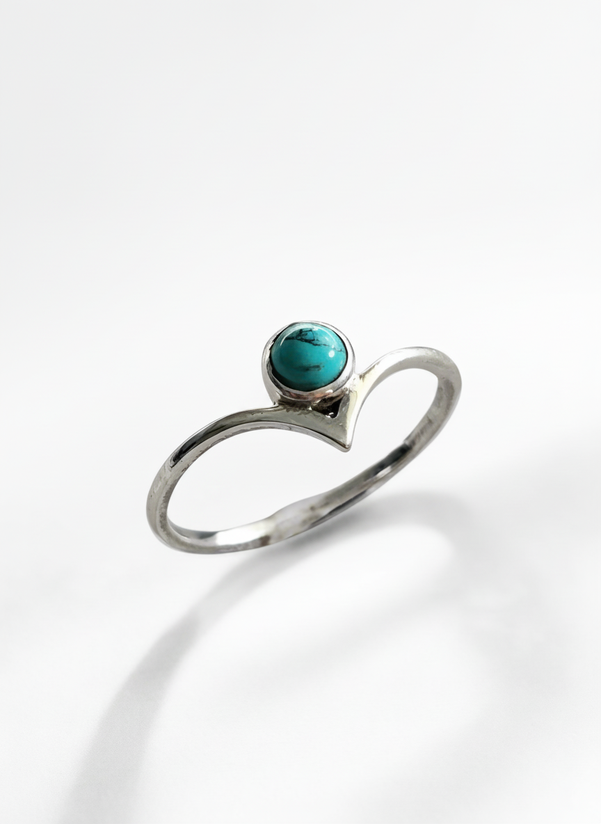 Sterling Silver Genuine Turquoise Chevron Ring - view 5