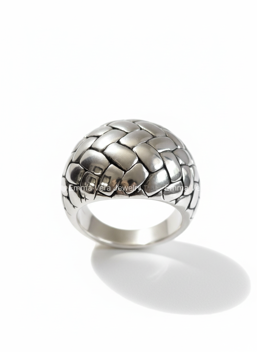 Sterling Silver Electroform Dome Wide Chunky Ring