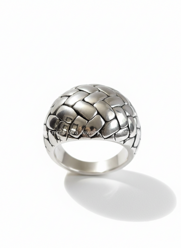 Sterling Silver Electroform Dome Wide Chunky Ring