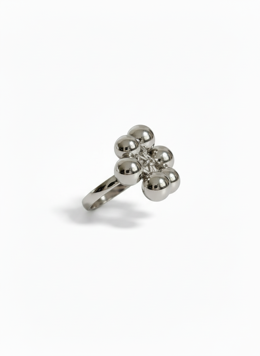Sterling Silver 925 Dangling Spheres Ring - view 7