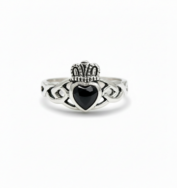 Sterling Silver Onyx Claddagh Ring