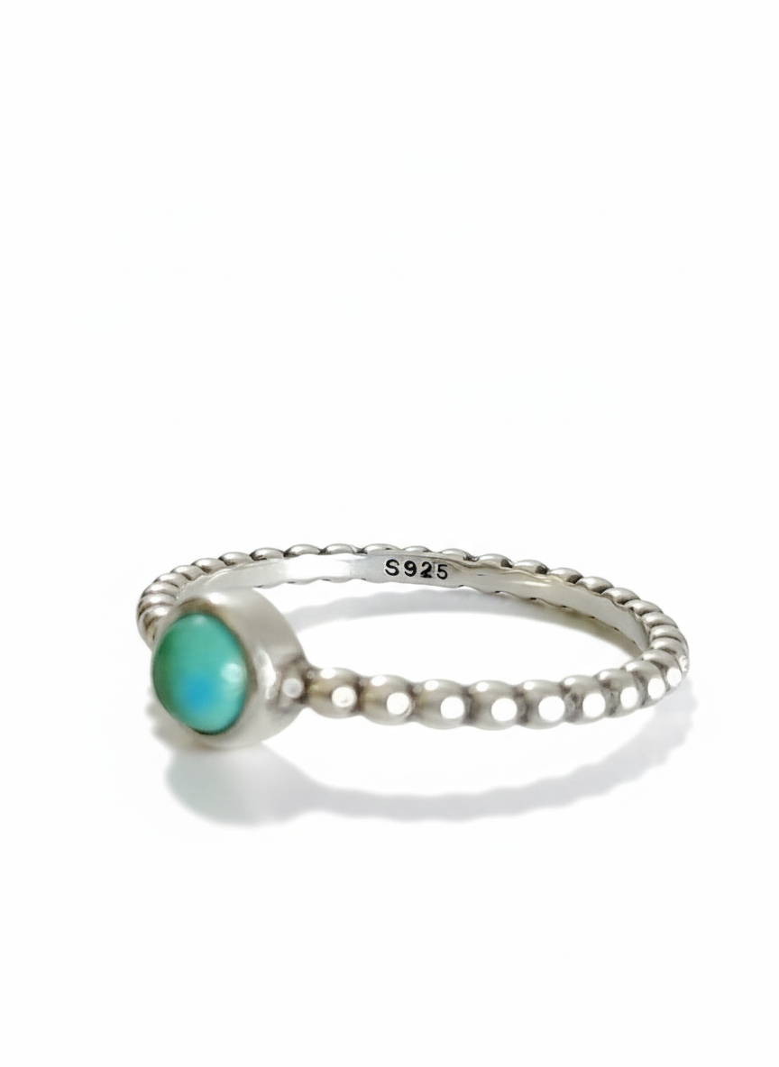 Sterling Silver Dainty Turquoise Ring - view 3