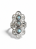 Sterling Silver 925 Natural Labradorite Stone Ring
