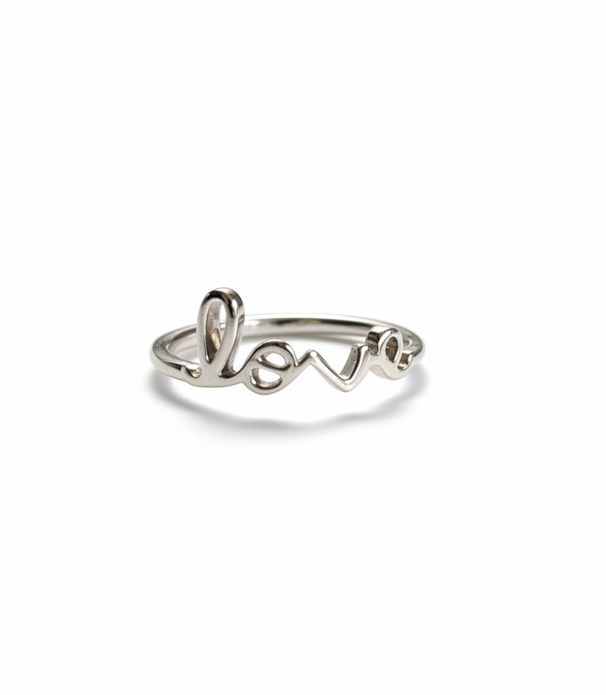 Sterling Silver 925 Love Cursive Script Ring