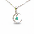 Sterling Silver Genuine Turquoise Moon Pendant Necklace - view 3