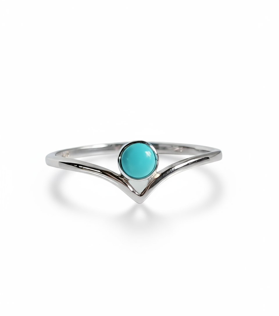 Sterling Silver Turquoise Chevron Ring