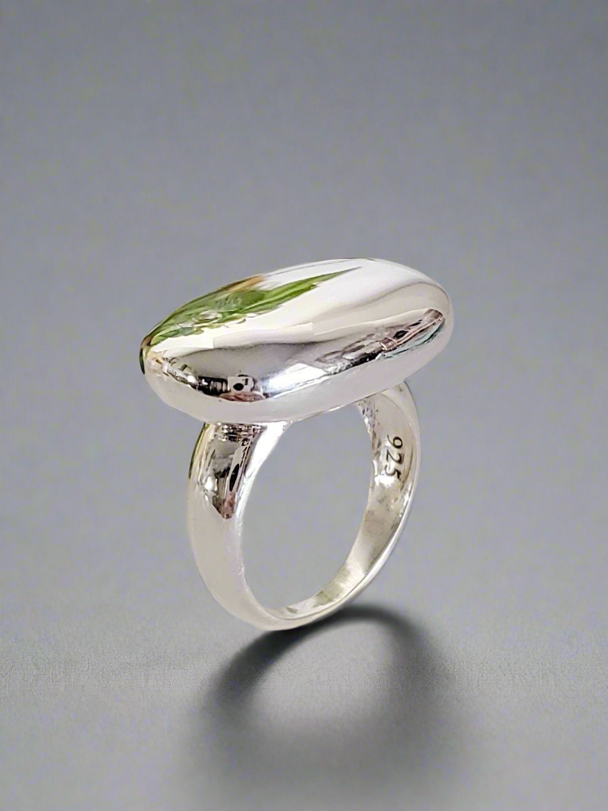 Sterling Silver Flat Dome Statement Ring - view 11