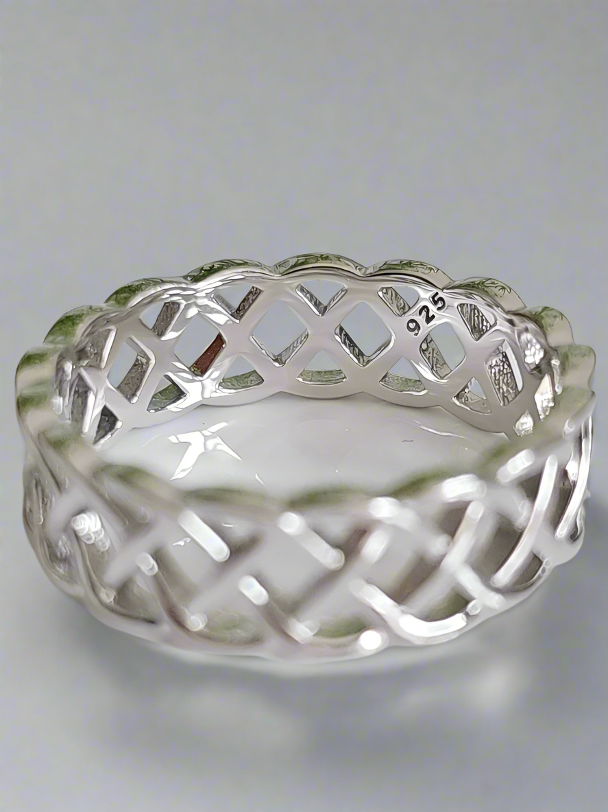 Sterling Silver Unisex Braided Band Ring - view 9