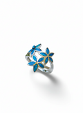 Sterling Silver Hawaiian Plumeria Blue Opal Ring - view 4